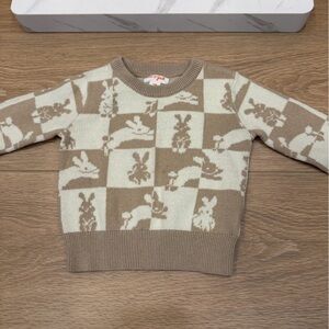 Cat & Jack Beige and Cream Bunny Checker Sweater